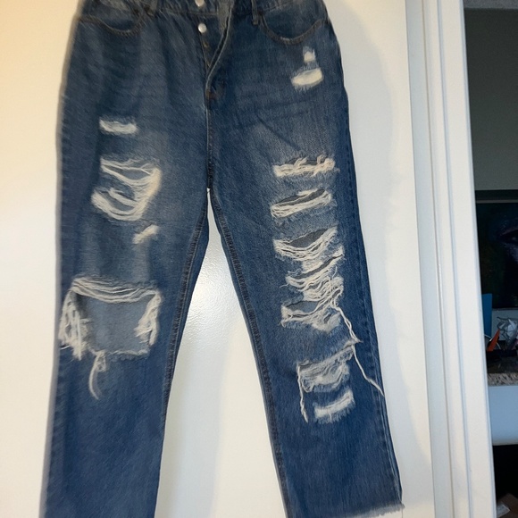 90s Boyfriend Ripped Jeans sz 15 All Button Relaxed Vanilla Star - Picture 5 of 11